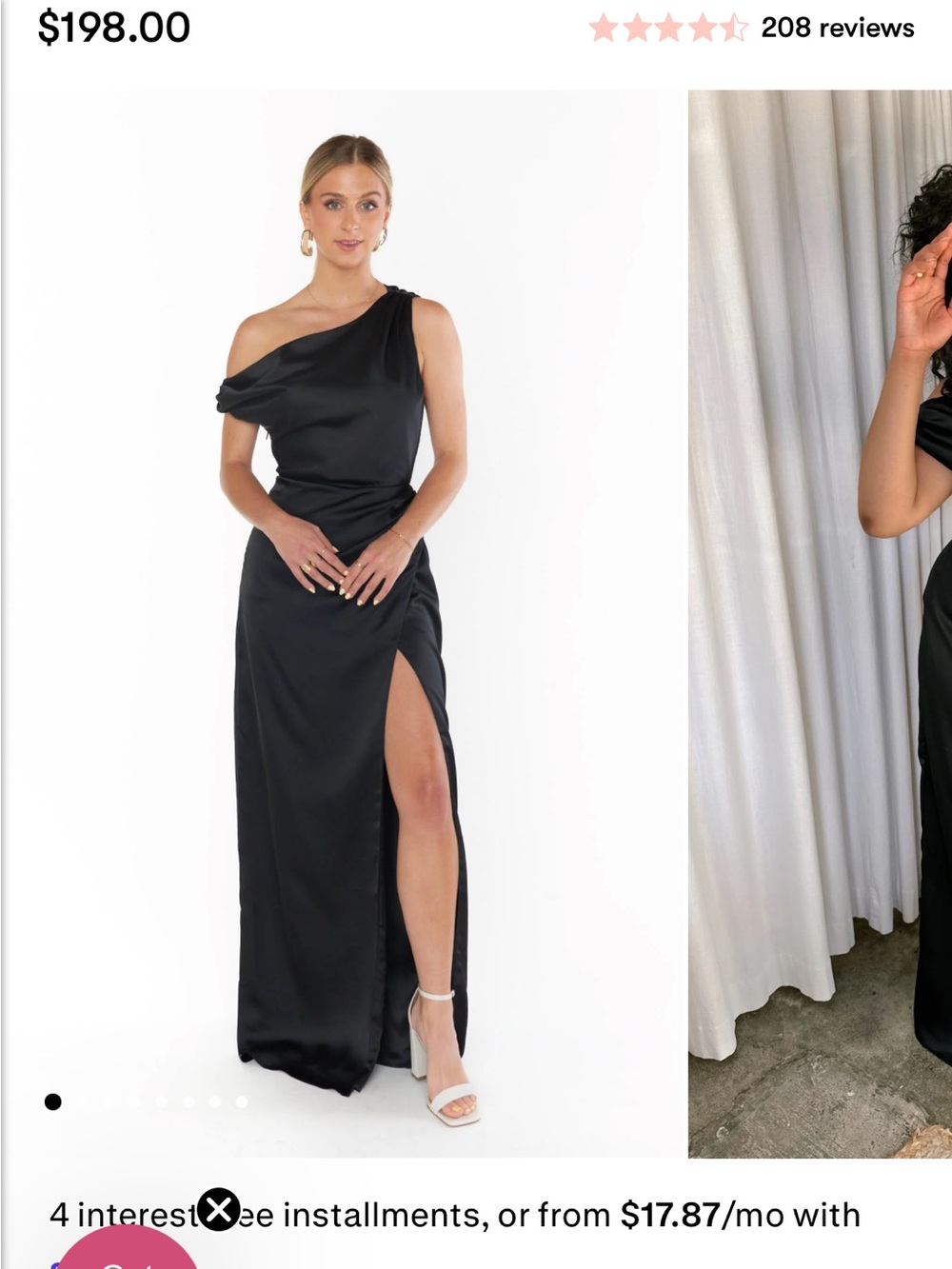 Show Me Your MuMu Black One-Shoulder Evening Gown with Thigh Slit